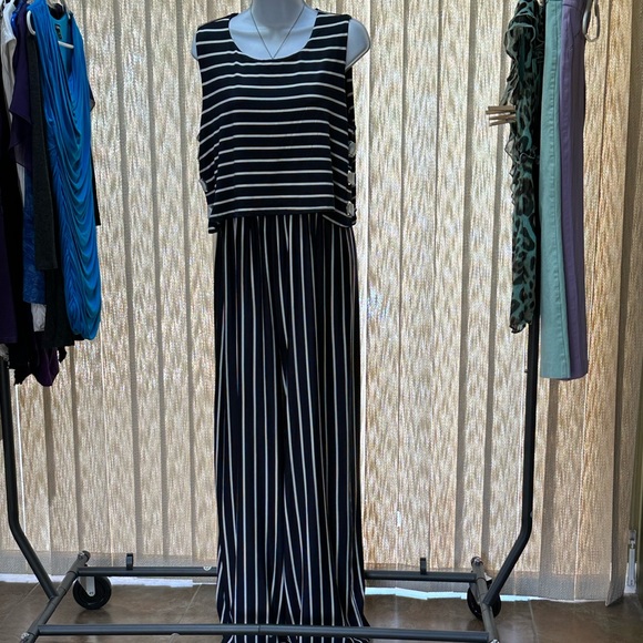 Venus Womens Striped Grommet Wide Leg Jumpsuit - Picture 7 of 9